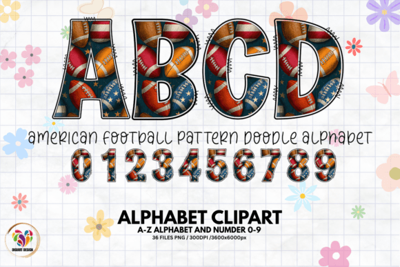 American Football Pattern Alphabet: Sporty Design