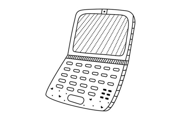 Black and White Line Laptop Doodle Guide