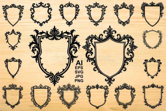 Black Shield with Floral Vector Set: A Comprehensive Design Resource