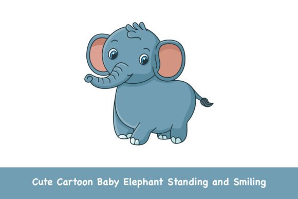 Cute Cartoon Baby Elephant Standing