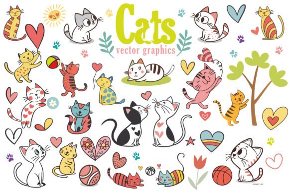 Doodle Colorful Cats Vector Pack: A Creative Asset for Modern Designers