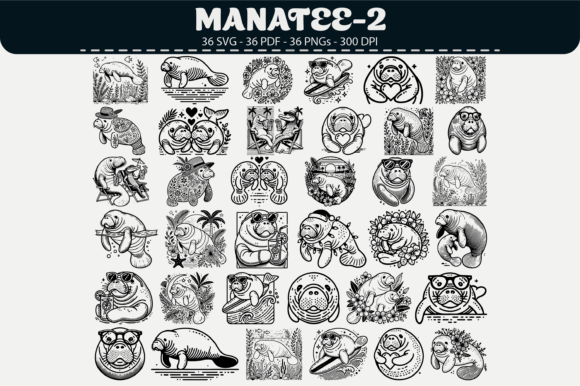 Elevating Coastal Branding with Manatee Clipart – 36 Designs: A Strategic Asset for Modern Creators