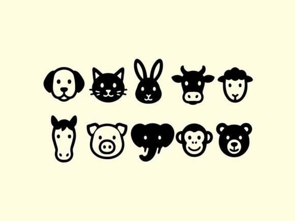 Enhancing Digital Design with 10 Animal Heads Vector Icon Sets