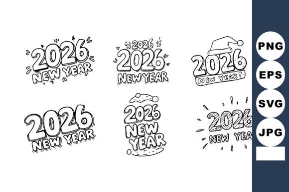 Hand-Drawn 2026 New Year Text Designs