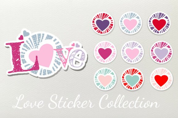 Hand-Drawn Love Sticker Collection