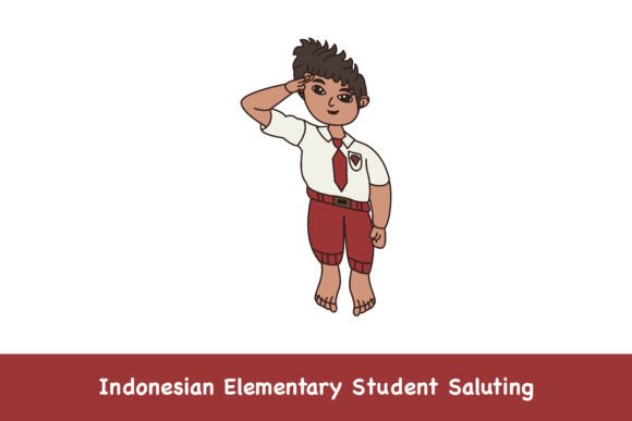 Indonesian Student Saluting Vector