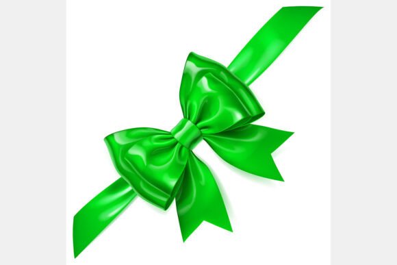 Mastering Visual Impact with a Beautiful Green Bow with Diagonal Ribbon in Digital Design