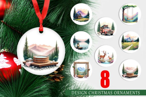 Ornament Rustic Mountain Escape: Elevating Your Holiday Decor with High-Resolution Digital Designs