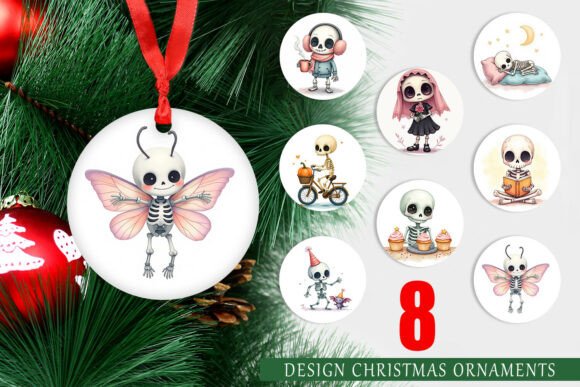 Ornament Whimsical Skeletons: Elevating Holiday Decor with High-Resolution Printable Designs