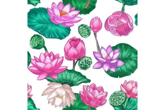 Pink Lotus Seamless Pattern. Gentle: A Guide to Elegant Floral Design