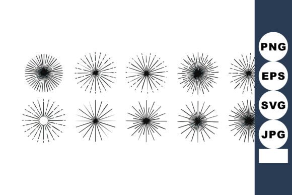 Radial Starburst Vector Set with Black L