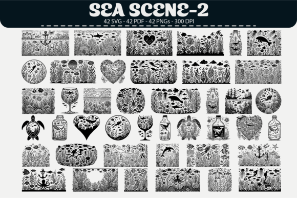 Sea Scene Vector Clipart: 42 Designs