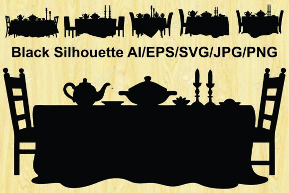Table & Chair Silhouette Vector Set