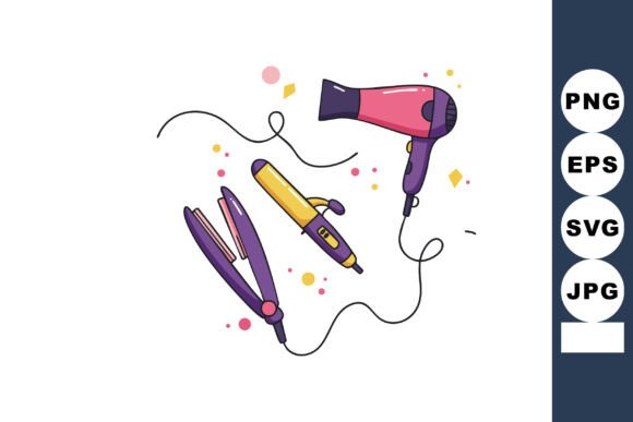 Vibrant Hair Styling Tools Vector Illustration
