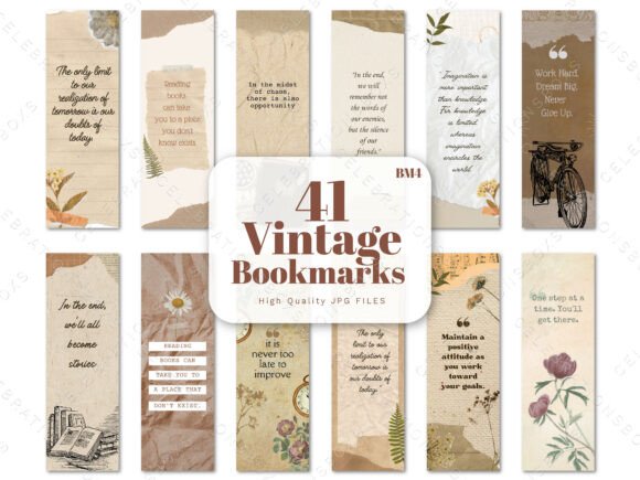 Vintage Aesthetic Bookmarks JPEG Collection