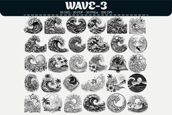 Wave Vector Clipart: 30 Ocean Designs