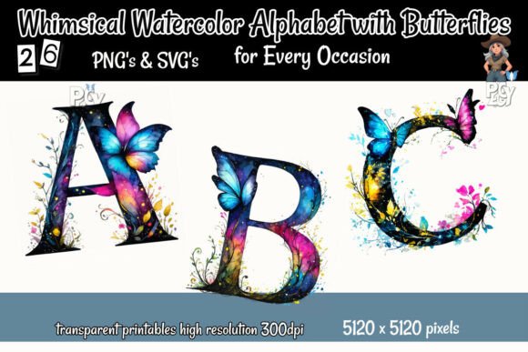 Whimsical Watercolor ABCs with Butterflies